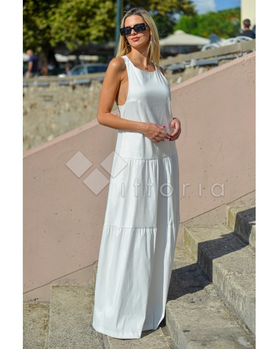 Ckontova Flared Taffeta Φόρεμα Λευκό