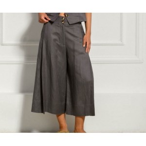 Ckontova Linen Zip Kilot Παντελόνι Grey