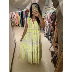 Devotion Ella Μακρύ Αμάνικο Φόρεμα Neon Κίτρινο