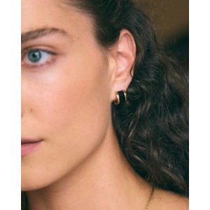 Edblad Frame Enamel Hoops Black Gold Σκουλαρίκια