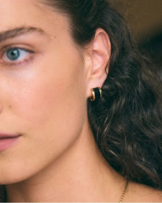 Edblad Frame Enamel Hoops Black Gold Σκουλαρίκια