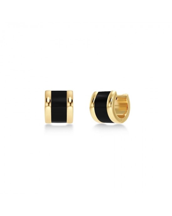 Edblad Frame Enamel Hoops Black Gold Σκουλαρίκια