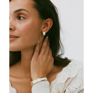 Edblad Frame Enamel Hoops Off White Gold Σκουλαρίκια