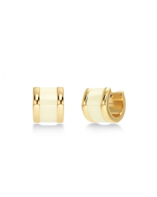 Edblad Frame Enamel Hoops Off White Gold Σκουλαρίκια