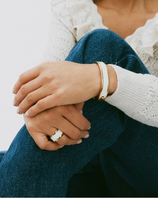 Edblad Frame Enamel Bangle Off White Gold Βραχιόλι
