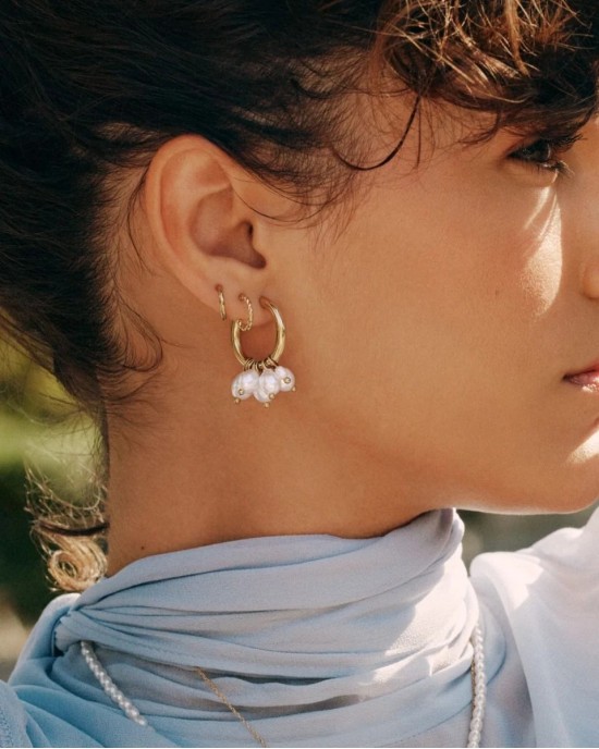 Edblad Pearl Signet Hoops Gold Σκουλαρίκια