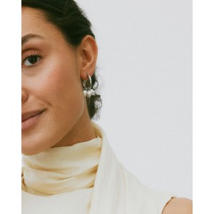 Edblad Pearl Signet Hoops Steel Σκουλαρίκια