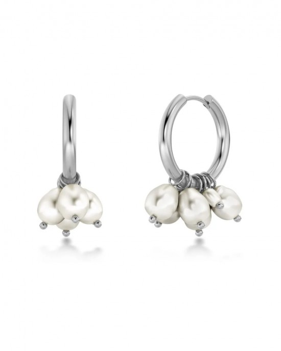 Edblad Pearl Signet Hoops Steel Σκουλαρίκια