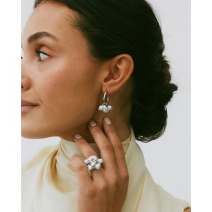 Edblad Pearl Signet Hoops Steel Σκουλαρίκια