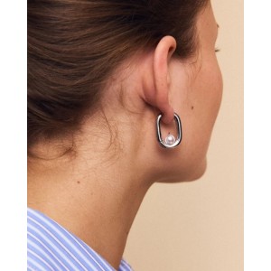 Edblad Modernist Pearl Hoops L Steel Σκουλαρίκια
