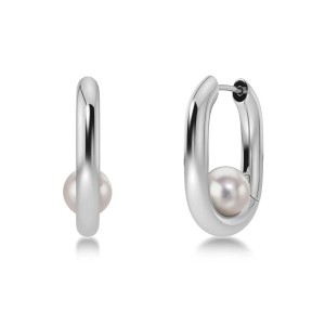 Edblad Modernist Pearl Hoops L Steel Σκουλαρίκια