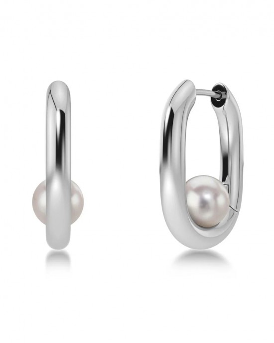 Edblad Modernist Pearl Hoops L Steel Σκουλαρίκια