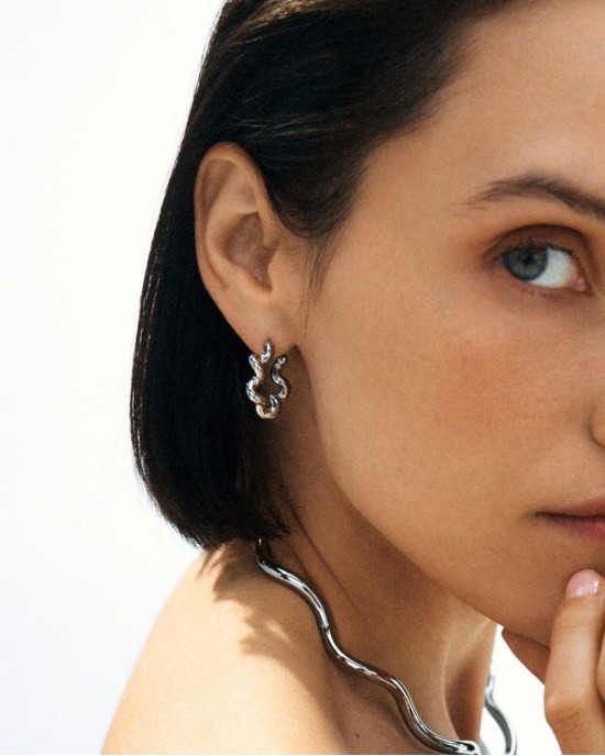 Edblad Spiral Hoops L Silver Σκουλαρίκια
