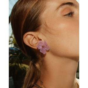 Edblad Wildflower Gold/Pink Studs Σκουλαρίκια