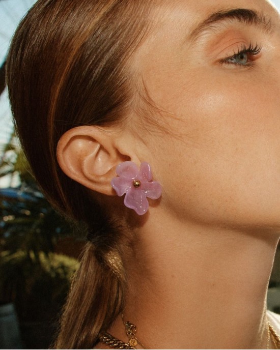 Edblad Wildflower Gold/Pink Studs Σκουλαρίκια