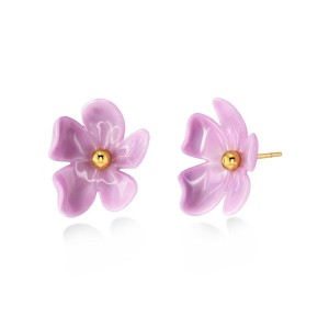 Edblad Wildflower Gold/Pink Studs Σκουλαρίκια