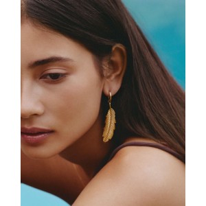 Edblad Feather Hoops L Gold Σκουλαρίκια
