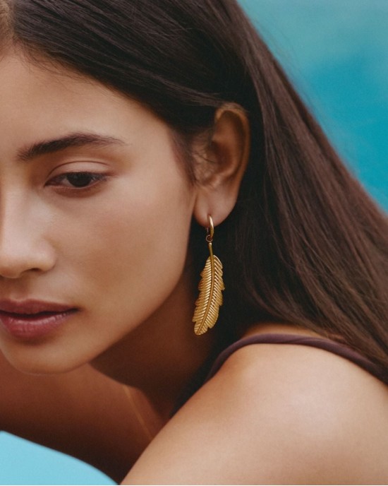 Edblad Feather Hoops L Gold Σκουλαρίκια