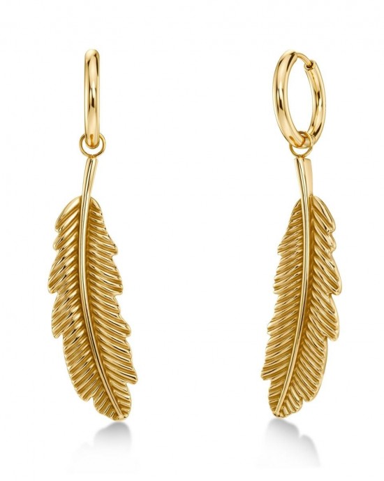 Edblad Feather Hoops L Gold Σκουλαρίκια