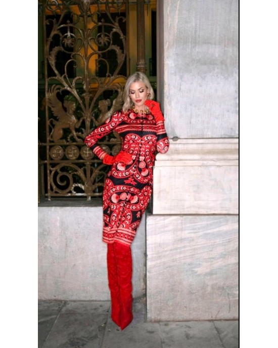 Eirianna Flame Print Red Φόρεμα