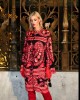 Eirianna Flame Print Red Poncho Κάπα