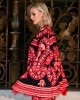 Eirianna Flame Print Red Poncho Κάπα