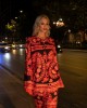 Eirianna Flame Print Red Poncho Κάπα