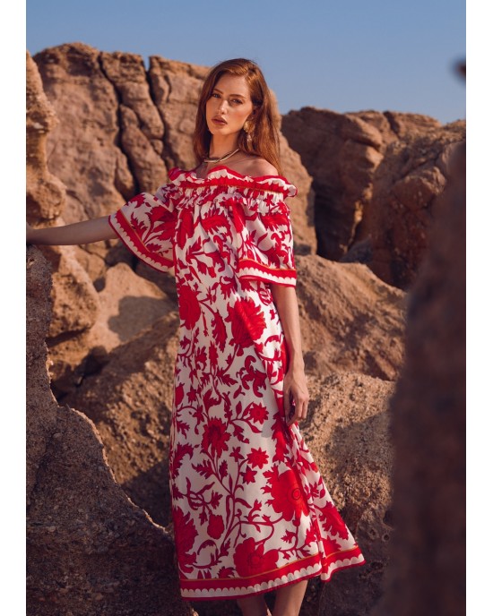 Eirianna Audrey In Red Long Φόρεμα