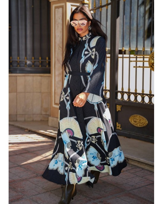 Eirianna Blue Fan Φόρεμα