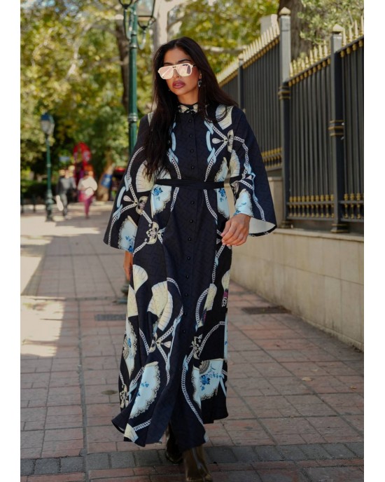 Eirianna Blue Fan Φόρεμα