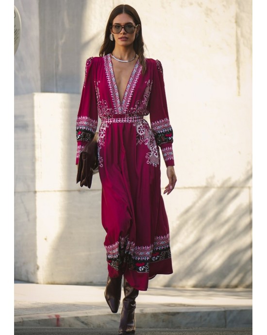 Eirianna Vintage Wine Φόρεμα