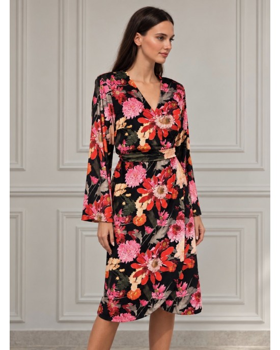 Eirianna Winter Blossom Velour Midi Φόρεμα