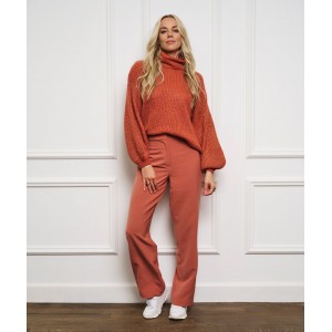 Esqualo Πουλόβερ Lurex Cropped Ballon Sleeve Copper Brown