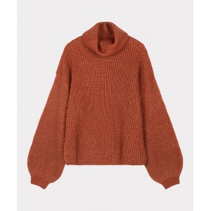 Esqualo Πουλόβερ Lurex Cropped Ballon Sleeve Copper Brown