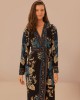 Farm Rio Black Blossom Tapestry Viscose Midi Wrap Φόρεμα