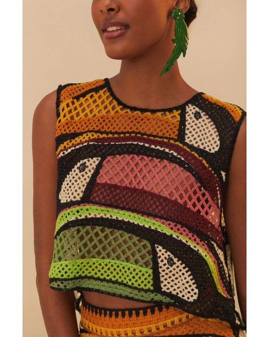 Farm Rio Multicolor Toucan Tree Crochet Τοπ