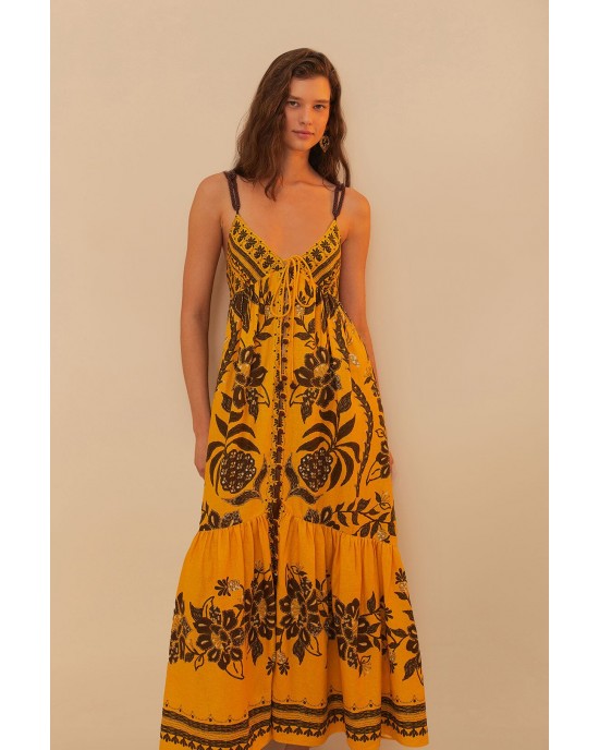 Farm Rio Golden Oasis Yellow Maxi Φόρεμα