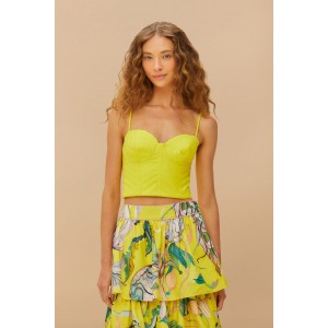 Farm Rio Yellow Sleeveless Shell Crop Τοπ