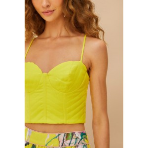 Farm Rio Yellow Sleeveless Shell Crop Τοπ