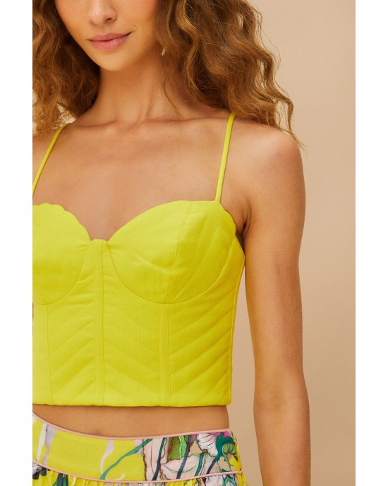 Farm Rio Yellow Sleeveless Shell Crop Τοπ