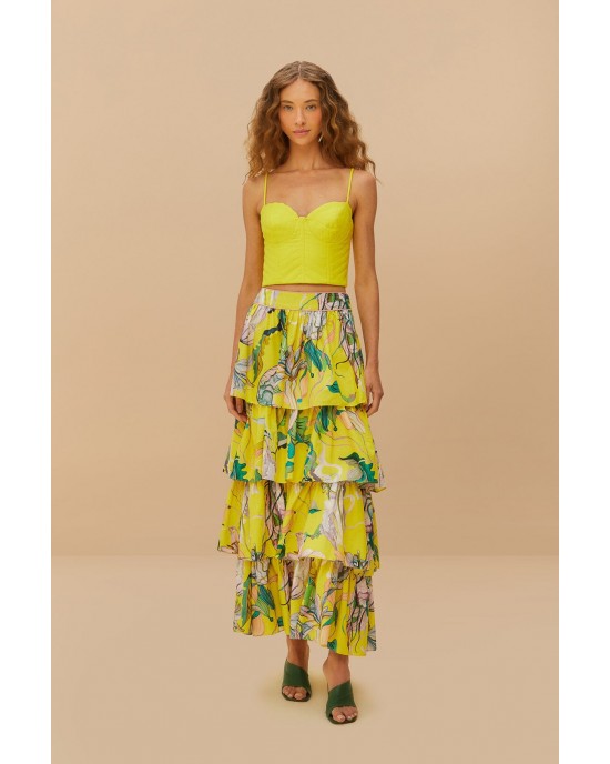 Farm Rio Yellow Sleeveless Shell Crop Τοπ