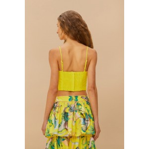 Farm Rio Yellow Sleeveless Shell Crop Τοπ