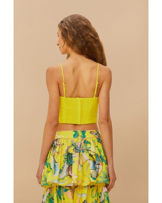 Farm Rio Yellow Sleeveless Shell Crop Τοπ