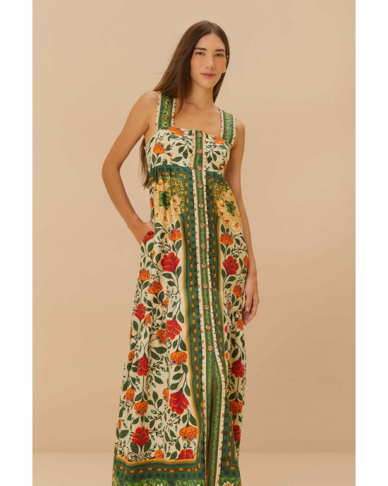 Farm Rio Sand Garden Tapestry Back Bow Maxi Φόρεμα