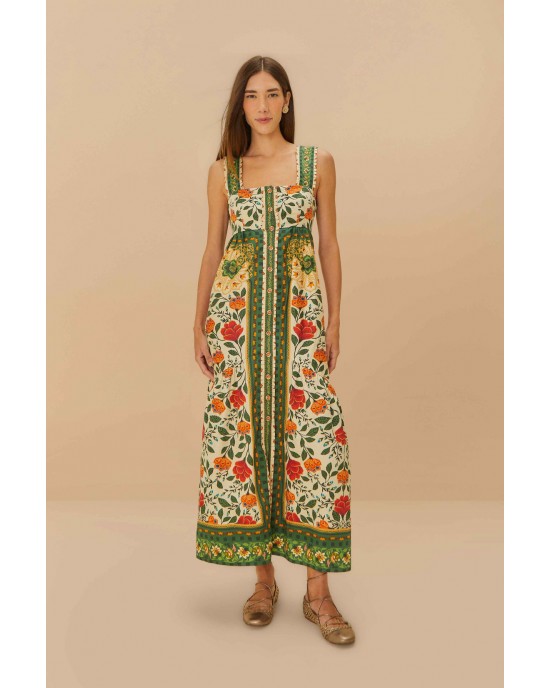Farm Rio Sand Garden Tapestry Back Bow Maxi Φόρεμα