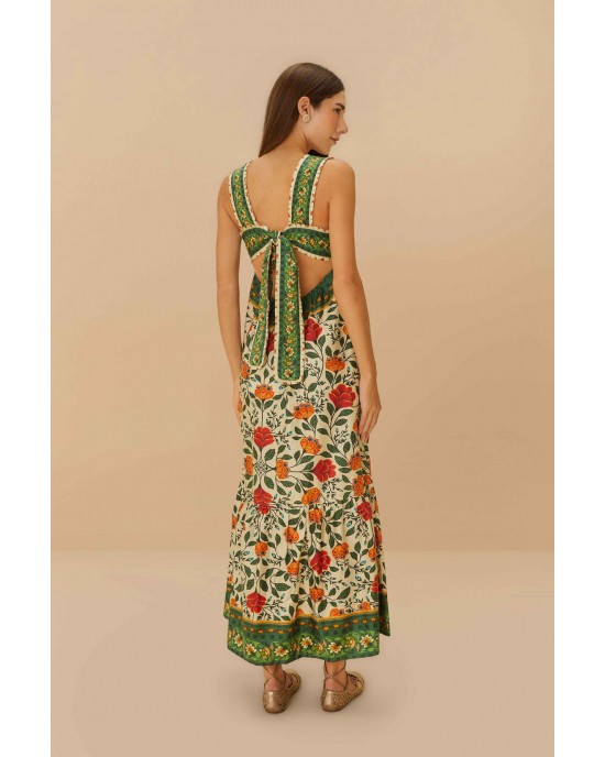 Farm Rio Sand Garden Tapestry Back Bow Maxi Φόρεμα
