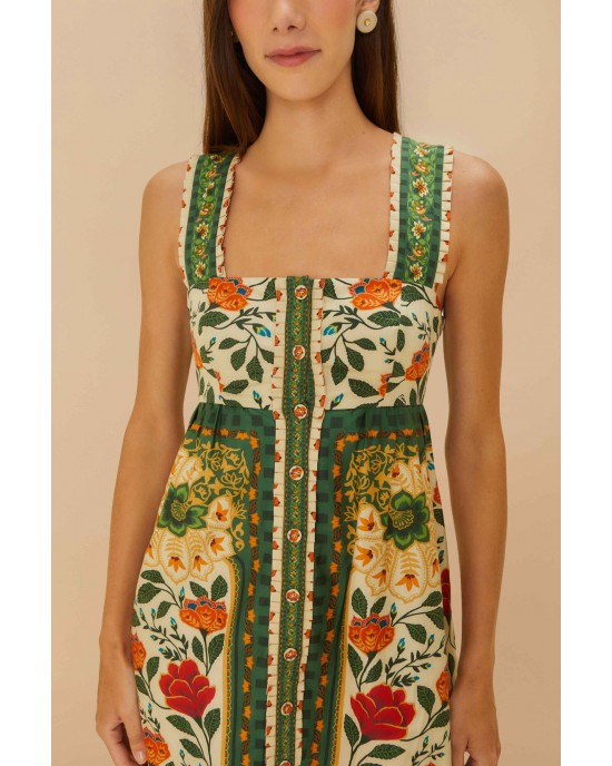 Farm Rio Sand Garden Tapestry Back Bow Maxi Φόρεμα