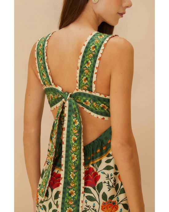 Farm Rio Sand Garden Tapestry Back Bow Maxi Φόρεμα