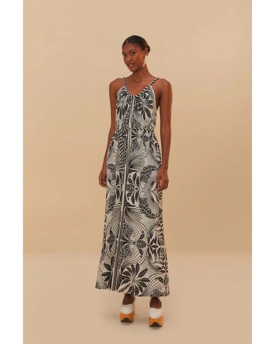 Farm Rio Monochrome Elegance Scarf Off-White Ολόσωμη Φόρμα