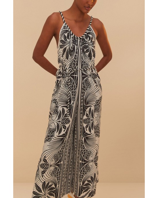 Farm Rio Monochrome Elegance Scarf Off-White Ολόσωμη Φόρμα